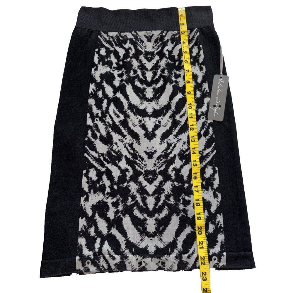 NEW Animal Print Abstract Pencil Skirt Women‎ S/M Black Gray Bodycon Stretch - Picture 4 of 7